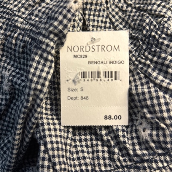 NWT Madewell Embroidered Gingham Shirred Puff Sleeve Top - Picture 7 of 7